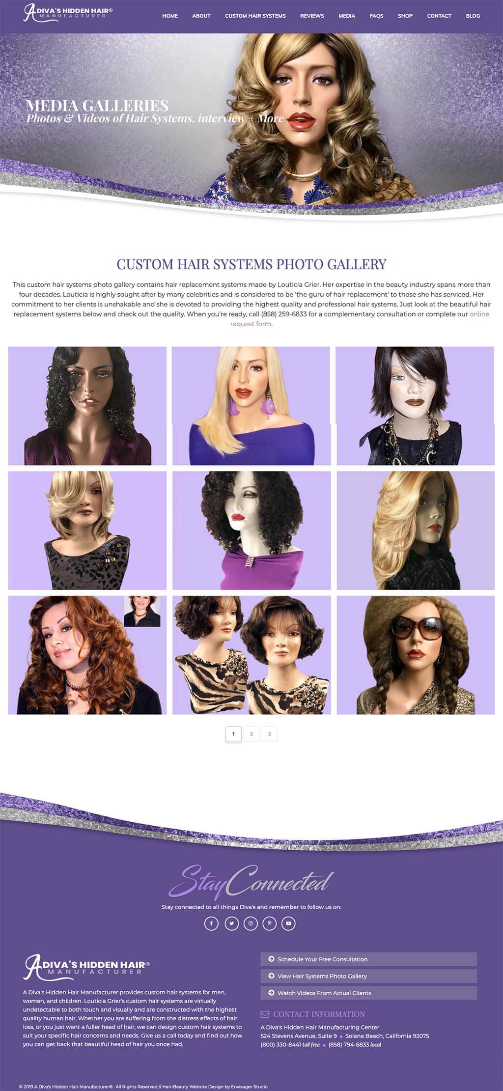 Website Design Envisager Studio-A Diva's Hidden Hair Manufacturer