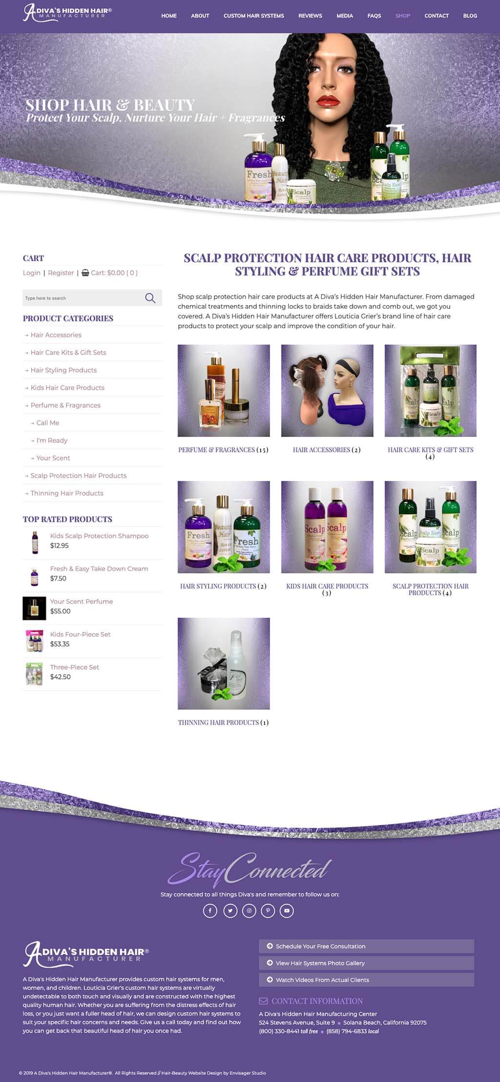 Website Design Envisager Studio-A Diva's Hidden Hair Manufacturer