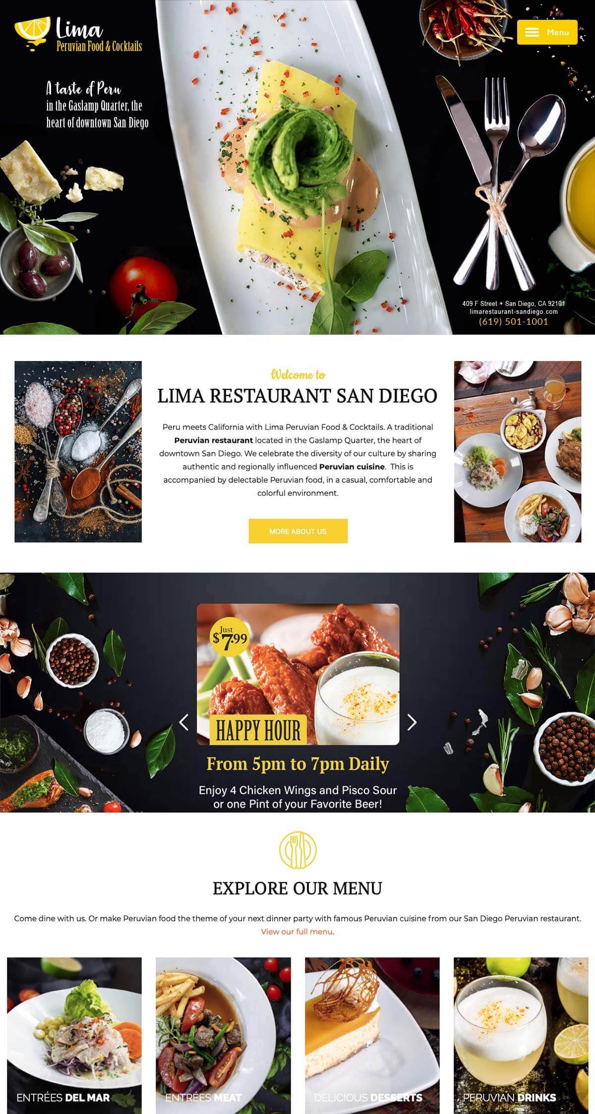 Restaurant Website Design San Diego