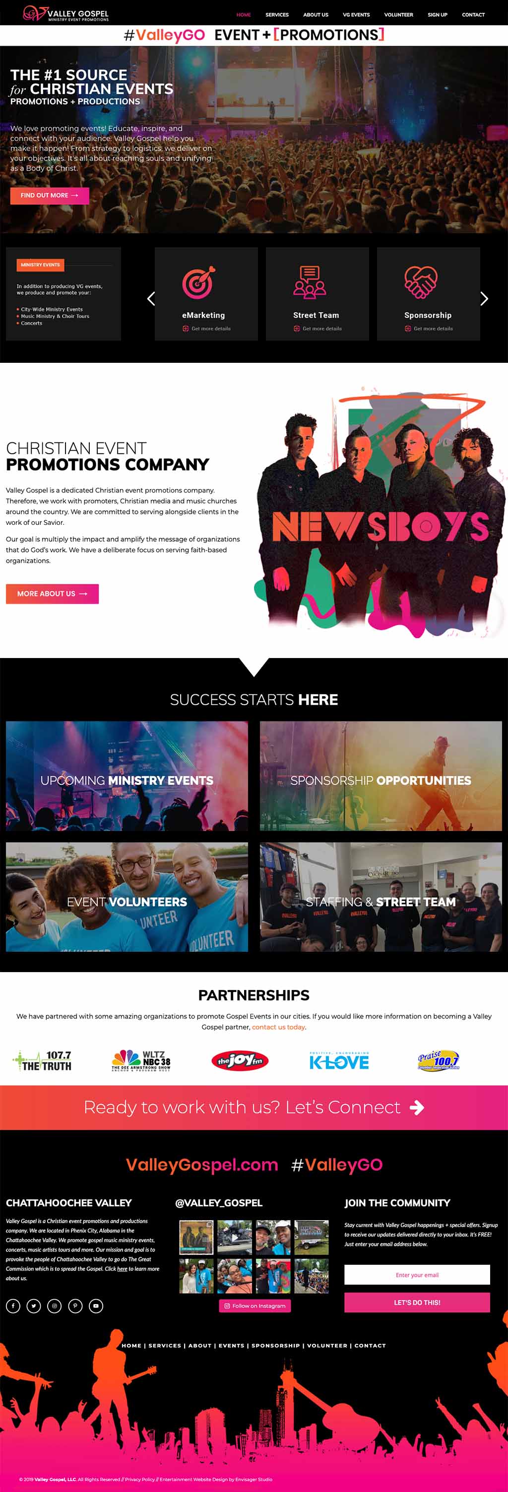 Valley Gospel Events Website by Envisager Studio