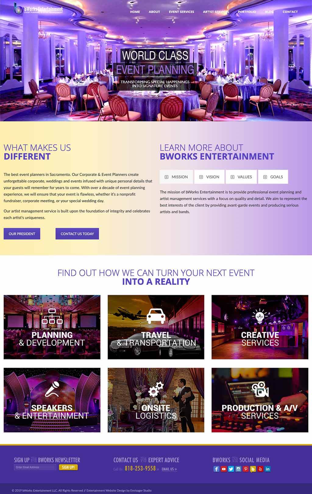 bWorks Entertainment Events Website