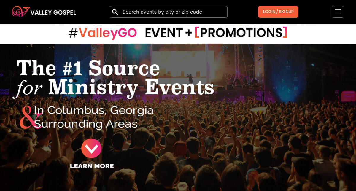 Events Planning Website Design, Valley Gospel