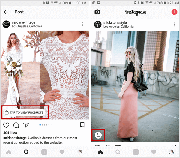 Instagram Shoppable Posts Shopping Bag icon in Feed