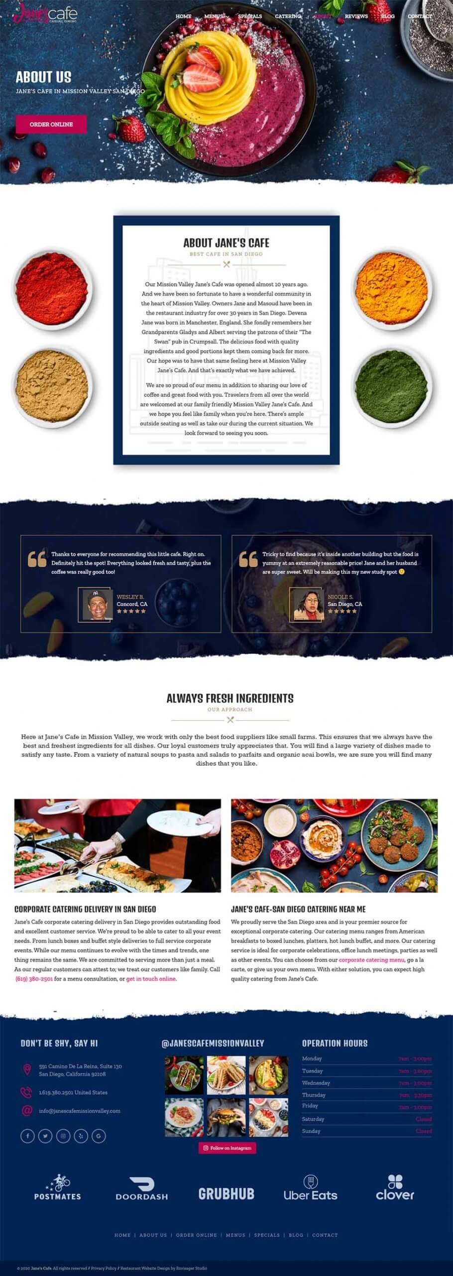 Jane's Cafe San Diego Website Design by Envisager Studio Jane's Cafe San Diego Website Design by Envisager Studio