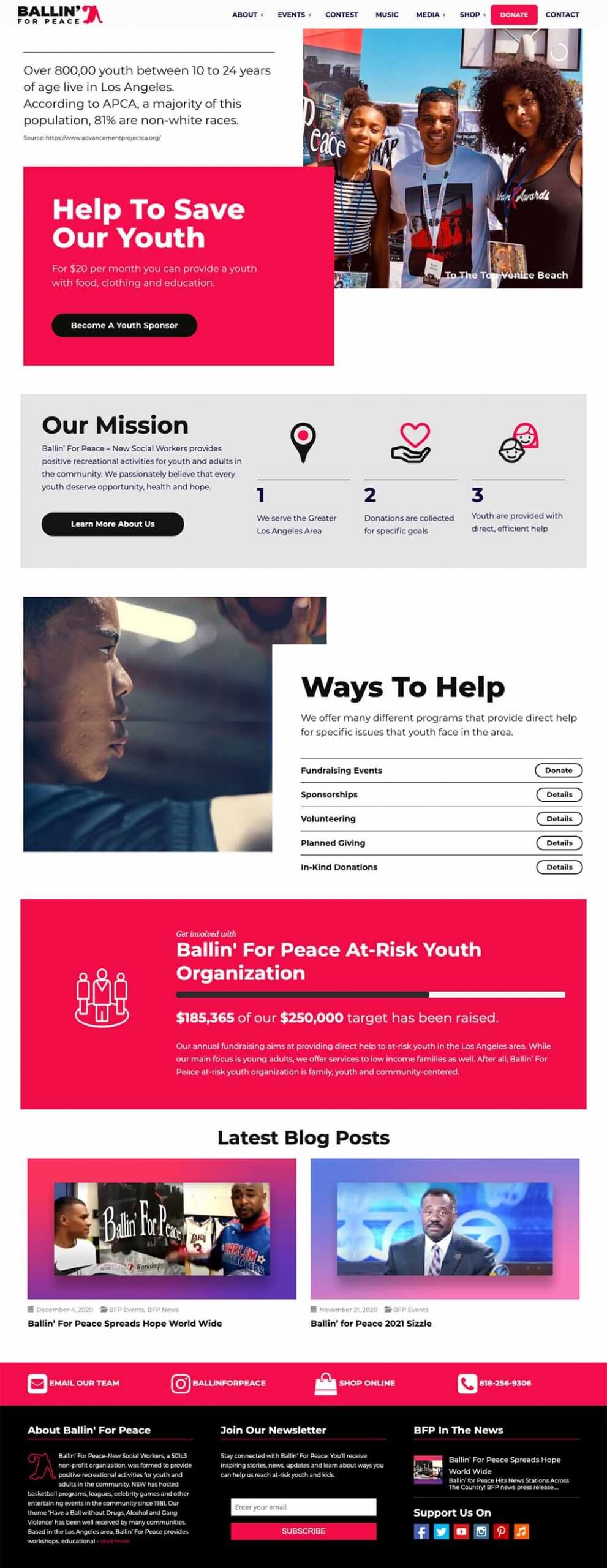 Ballin' For Peace At-Risk Youth Programs Website Designer San Diego