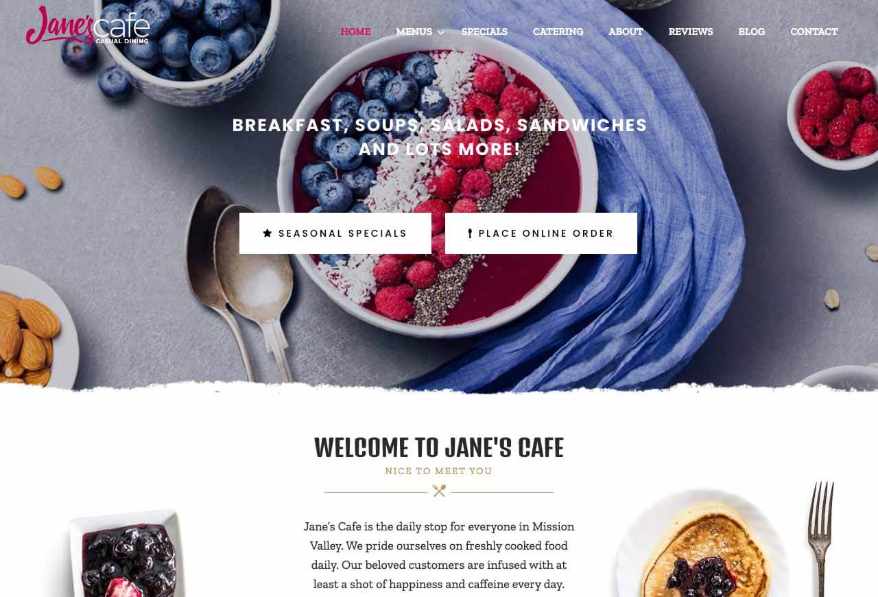 Best Restaurant Website Design Examples - Jane's Cafe