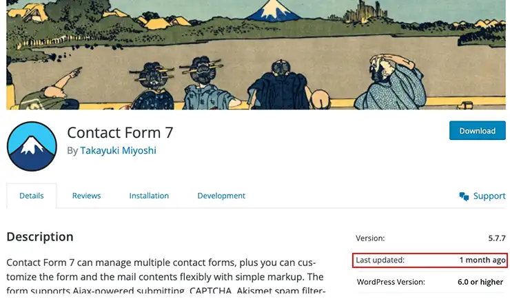 Contact Form 7 Plugin Last Updated