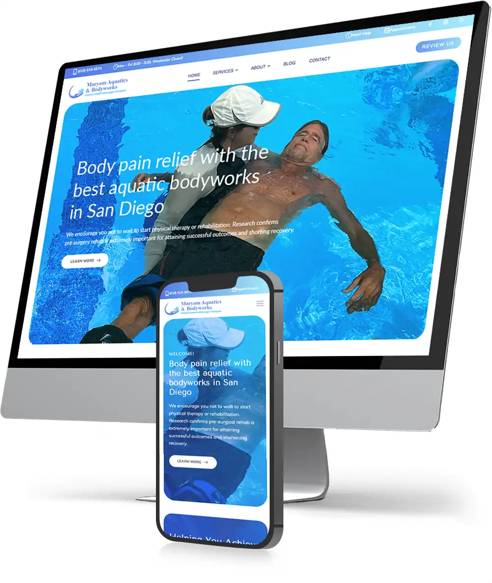 Aquatic Physical Therapy San Diego | Website design by Envisager Studio