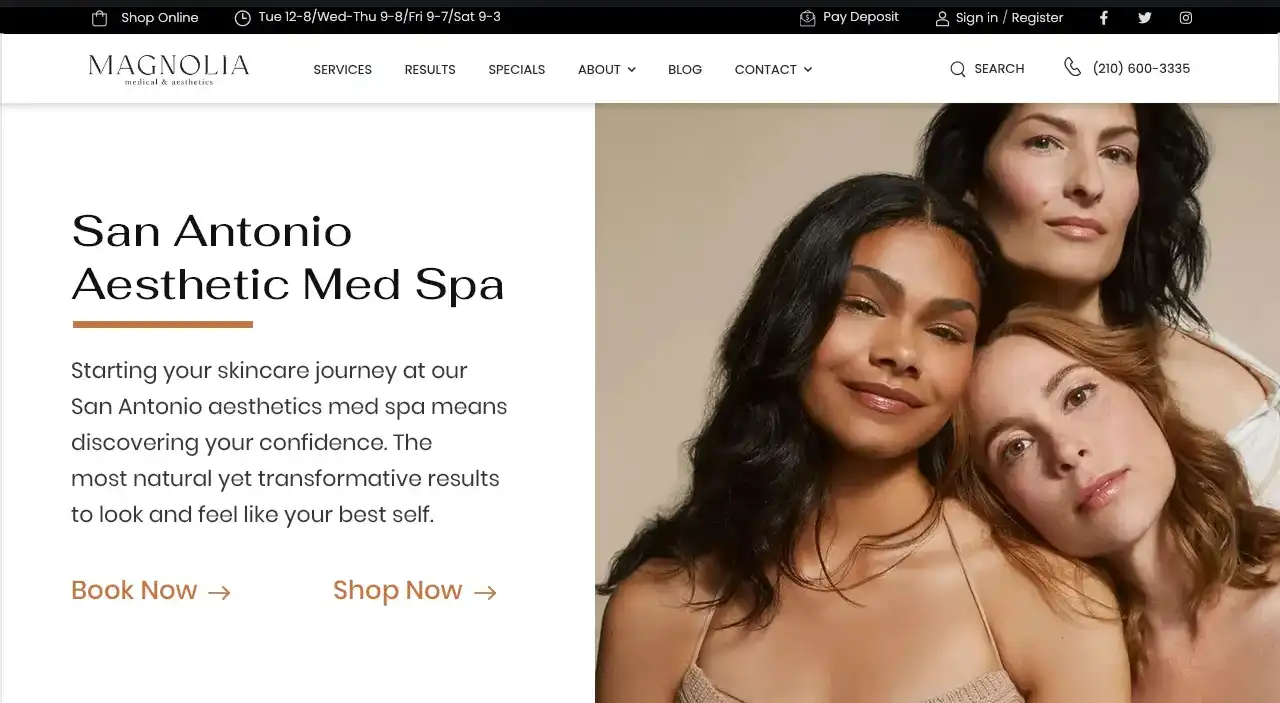 Magnolia Medical & Aesthetics visual storytelling in web design by Envisager Studio