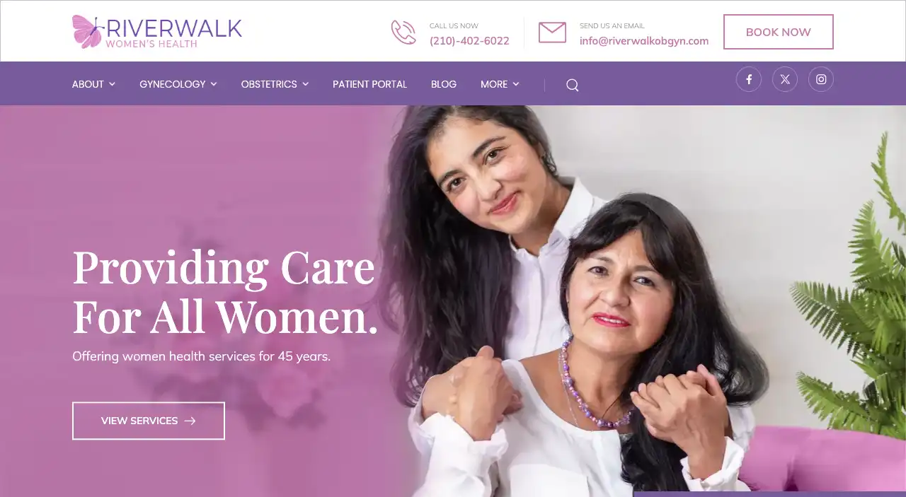Riverwalk OBGYN Women's Health Clinic Website Design by Envisager Studio