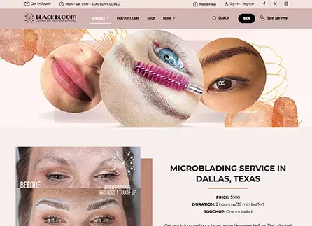 Black Bloom Studio Permanent Makeup Website Design by Envisager Studio