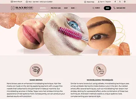 Black Bloom Studio Permanent Makeup Website Design by Envisager Studio
