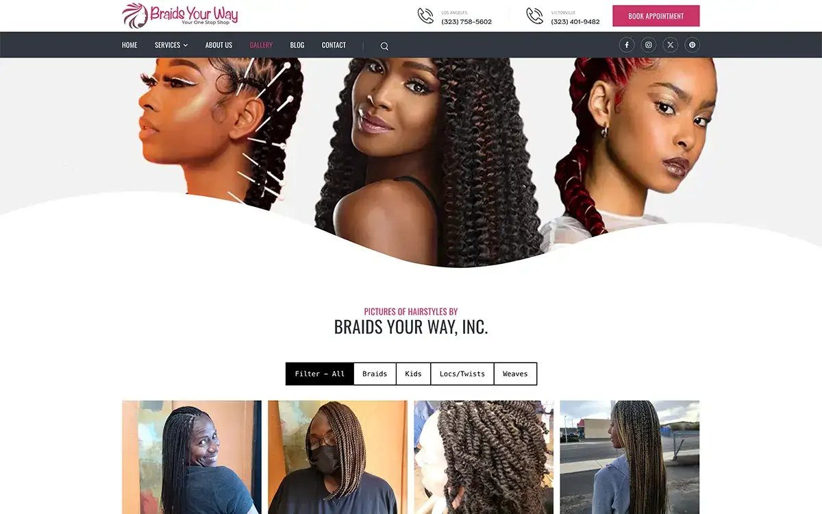 Hair Braiding Salon Website Design by Envisager Studio