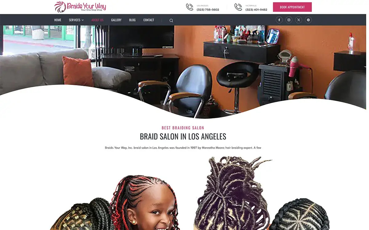 Hair Braiding Salon Website Design by Envisager Studio