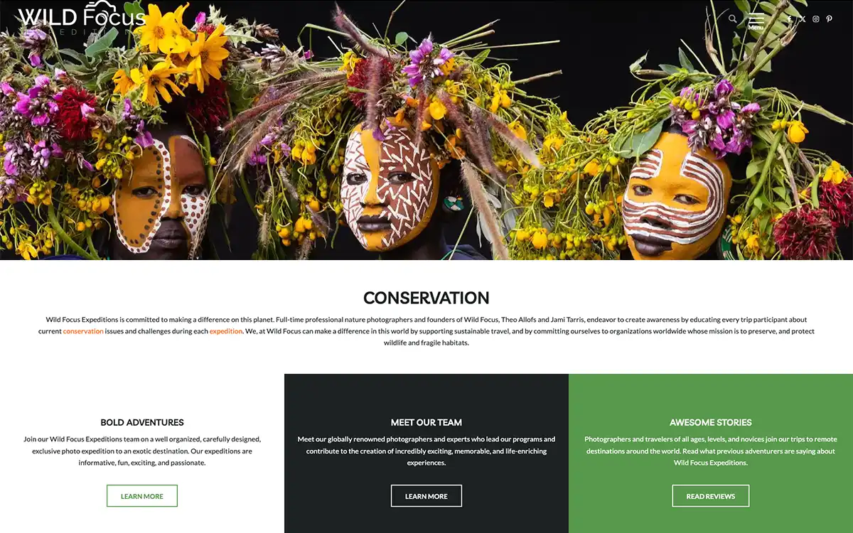 Nature Photography Website Design by Envisager Studio