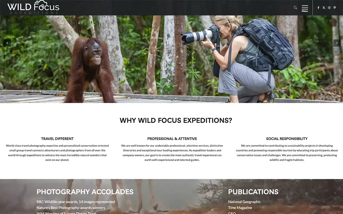 Nature Photography Website Design by Envisager Studio